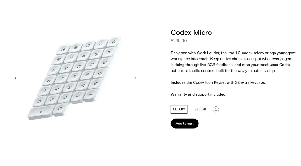 OpenAI представила свій перший пристрій: Codex Micro або клавіатура для “вайбкодерів”